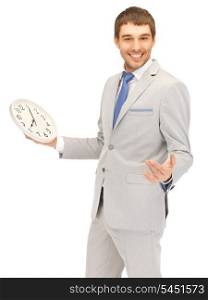 bright picture of handsome man with clock.....