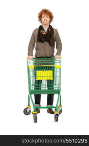 bright picture of handsome man with shopping cart