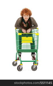 bright picture of handsome man with shopping cart