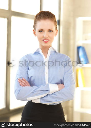 bright picture of happy and smiling woman