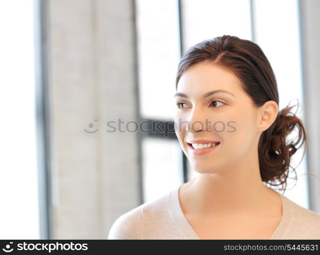 bright picture of happy and smiling woman