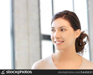 bright picture of happy and smiling woman