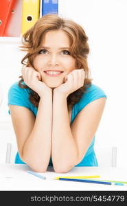 bright picture of happy and smiling woman