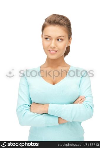 bright picture of happy and smiling woman.