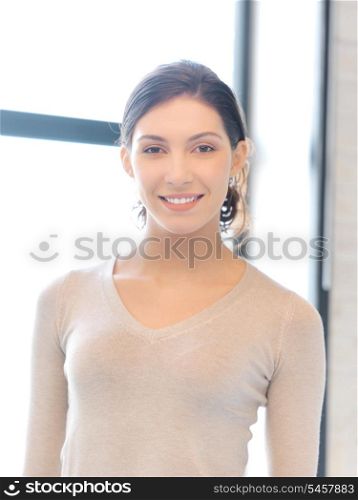 bright picture of happy and smiling woman