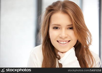 bright picture of happy and smiling woman