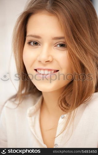 bright picture of happy and smiling woman