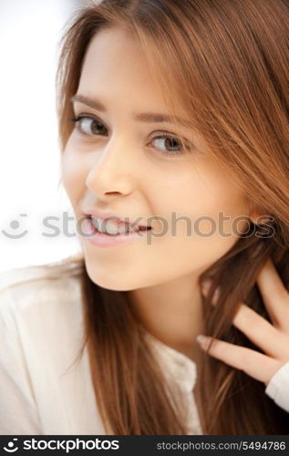 bright picture of happy and smiling woman