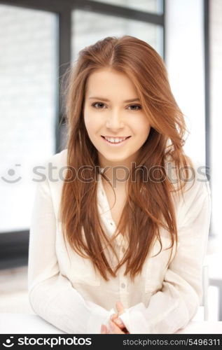 bright picture of happy and smiling woman