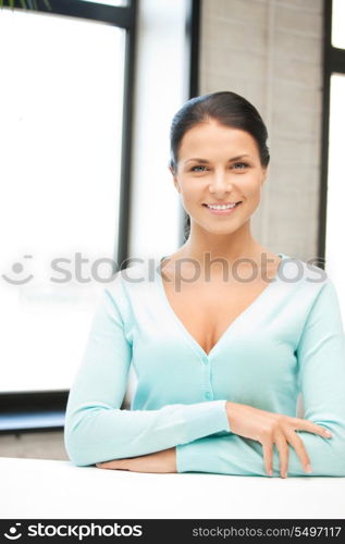 bright picture of happy and smiling woman