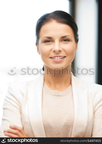 bright picture of happy and smiling woman