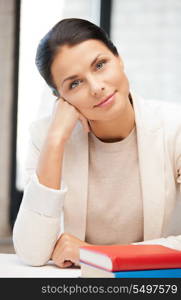 bright picture of happy and smiling woman