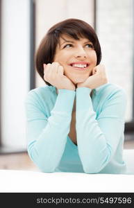 bright picture of happy and smiling woman