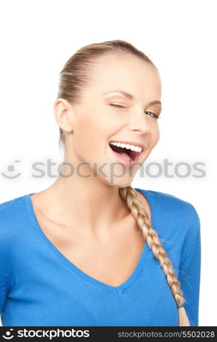 bright picture of happy and smiling woman