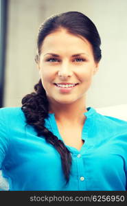 bright picture of happy and smiling woman. happy and smiling woman