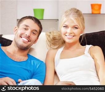 bright picture of happy couple at home