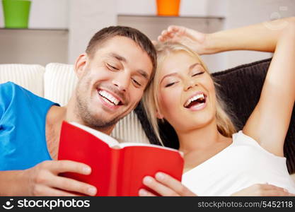 bright picture of happy couple with book