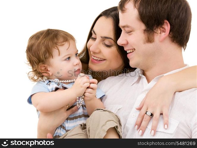 bright picture of happy family over white