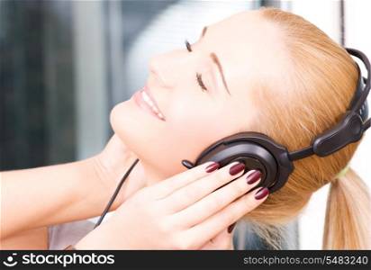 bright picture of happy girl in headphones