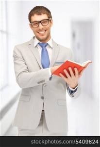 bright picture of happy man with book