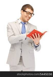 bright picture of happy man with book
