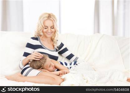 bright picture of happy mother and little girl
