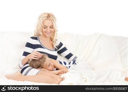 bright picture of happy mother and little girl.