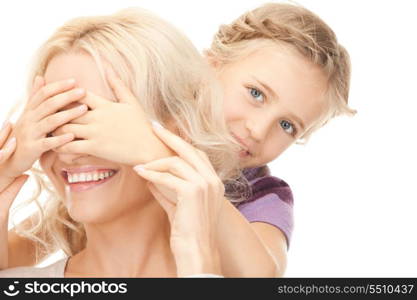 bright picture of happy mother and little girl.