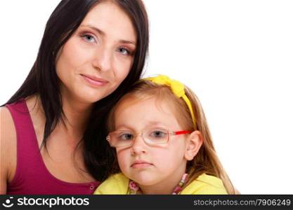 bright picture of happy mother and little girl white background healthy family concept