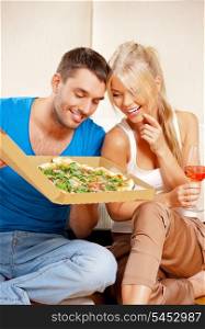 bright picture of happy romantic couple having dinner