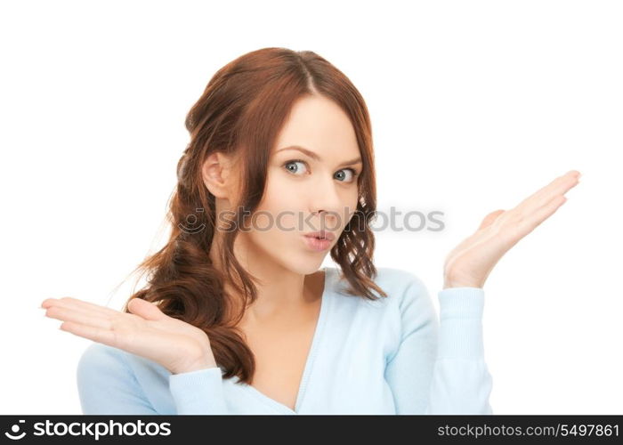 bright picture of happy woman with expression of surprise