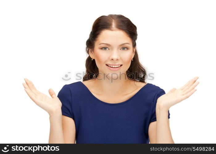 bright picture of happy woman with expression of surprise