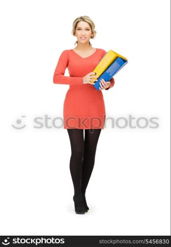 bright picture of happy woman with folder