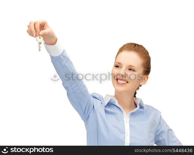 bright picture of happy woman with keys