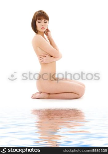 bright picture of healthy naked brunette over white