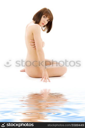 bright picture of healthy naked brunette over white