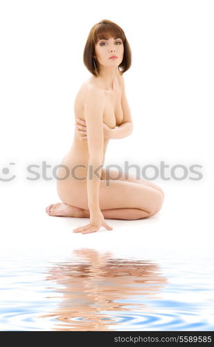 bright picture of healthy naked brunette over white