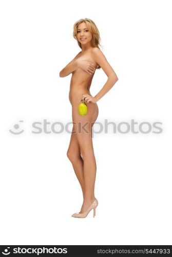 bright picture of healthy naked woman with lemon