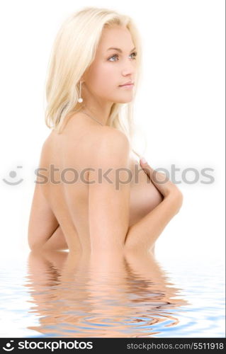 bright picture of lovely blonde in water