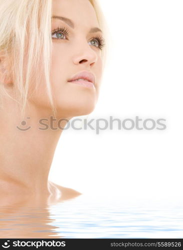 bright picture of lovely blonde in water