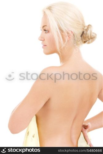 bright picture of lovely blonde over white