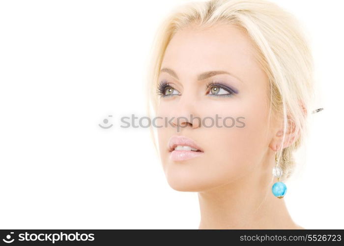 bright picture of lovely blonde over white