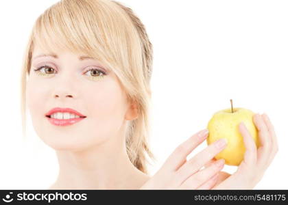 bright picture of lovely blonde with green apple