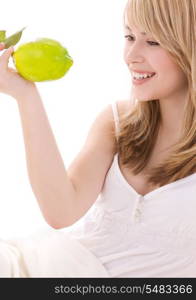 bright picture of lovely blonde with lemon