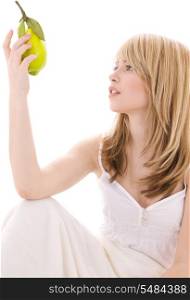 bright picture of lovely blonde with lemon