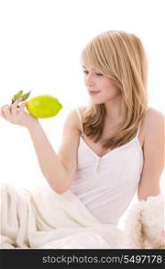 bright picture of lovely blonde with lemon