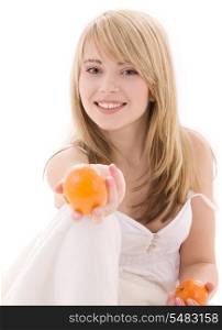 bright picture of lovely blonde with orange