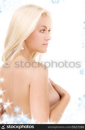 bright picture of lovely blonde with snowflakes