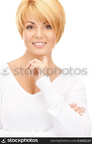 bright picture of lovely business woman over white