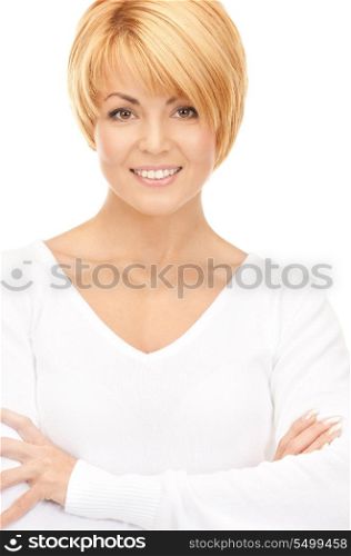 bright picture of lovely business woman over white